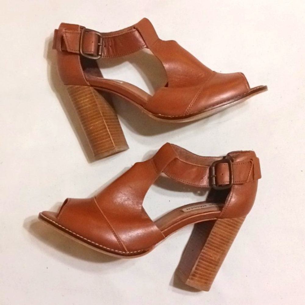 Steve Madden Brown Open Toe Block Heel Shoes